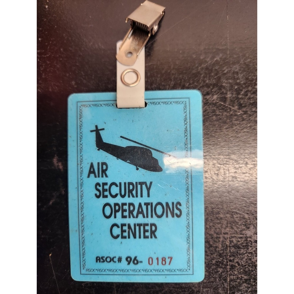 Vintage ASOC Air Security Operations Center Badge Pass 96-0187 Helicopter